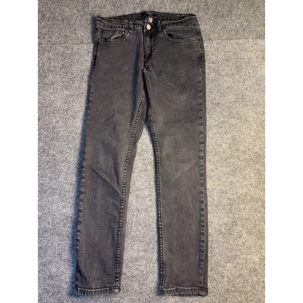 FOREVER 21 Skinny Jeans Mens 30/30 Black Denim Slim Fit Mid Rise Comfort Stretch